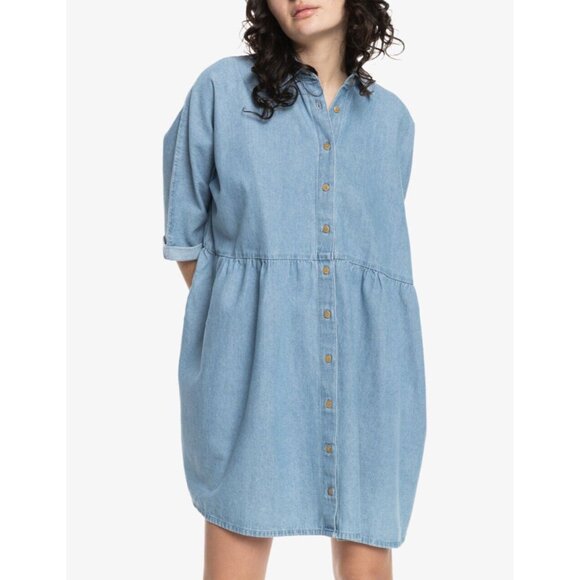 $70 Quiksilver Women’s Sunscape Shirt Dress Blue Size M/L - Picture 1 of 6
